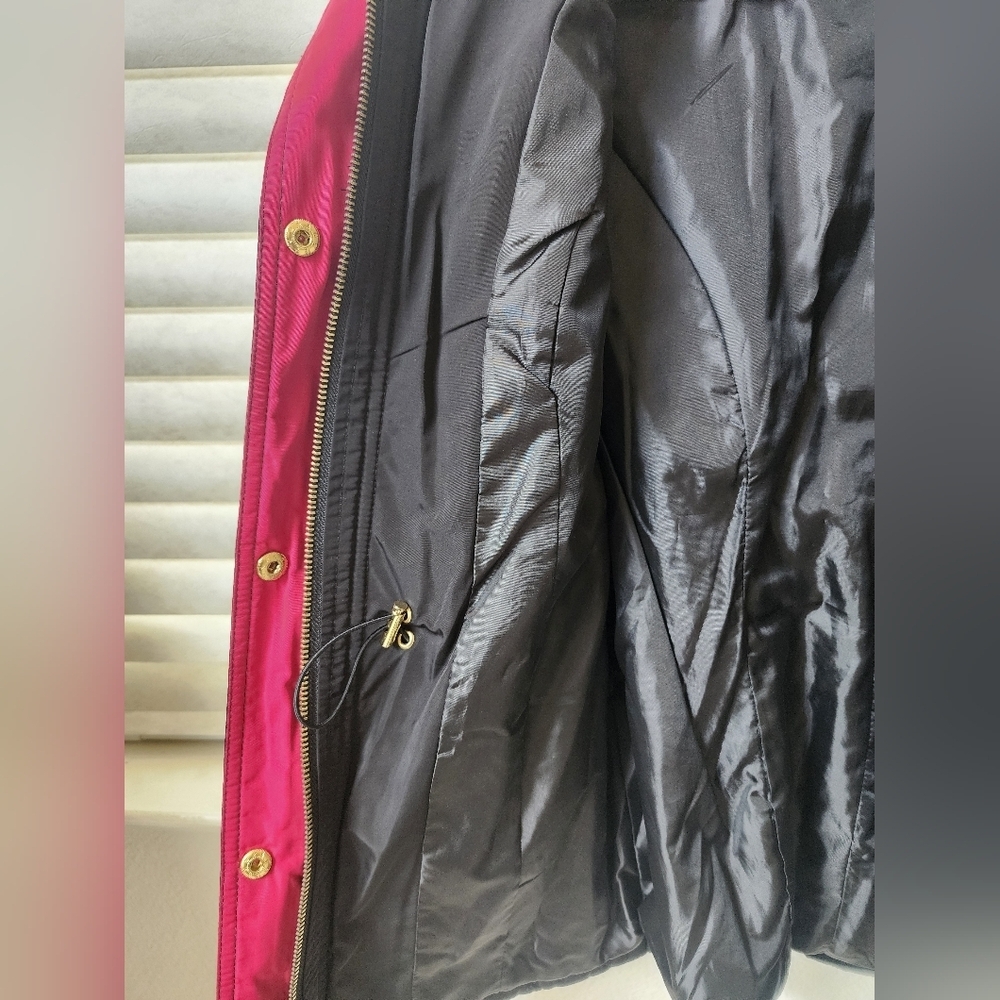 Michael Kors Black Quilted M65 Field Jacket | Pink Trim & Gold Hardware XSP - Picture 13 of 16